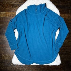 Chaser Teal Waffle Knit Thermal Hoodie